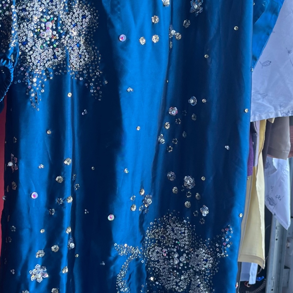 3 Piece Silk Embroidered Suit With Organza Dupatta - image 5